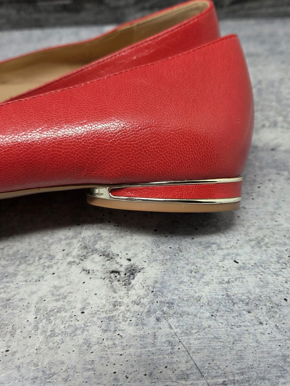 Naturalizer Red Havana Pointed Toe Flats Size 12 Metallic Trim Heel Office Party - Picture 5 of 11
